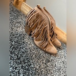 Beast Fashion ankle fringed booties.